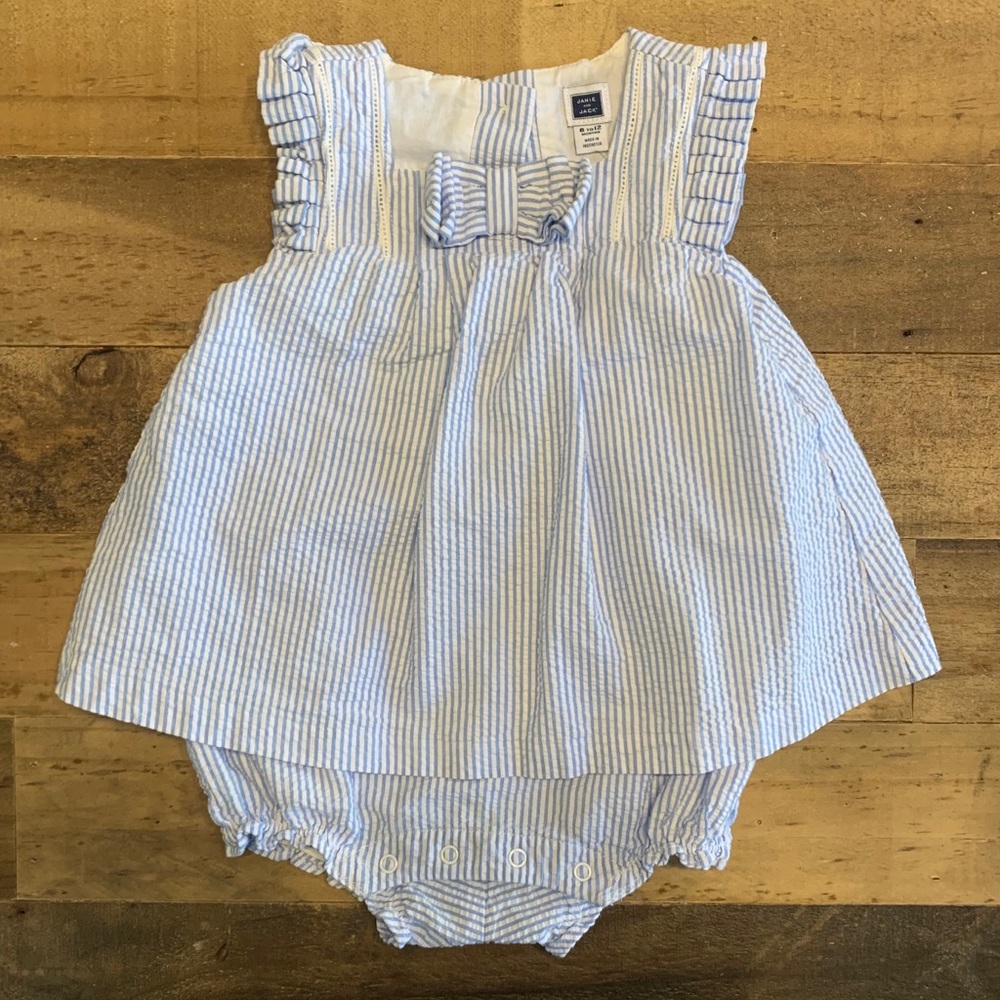 Janie and Jack seersucker romper jumpsuit baby